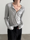 Chicmy- Tencel Long-Sleeve Henley Pullover