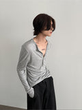 Chicmy- Tencel Long-Sleeve Henley Pullover