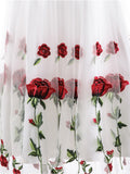 Chicmy-new fashion trend Rose Floral Embroidered V-Neck Elegant Party Pleated Mesh Overlay Vintage  Dresses