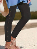 Chicmy-Buckle Plain Regular Fit Casual Leggings