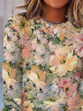 Chicmy- Loose Casual Crew Neck Floral T-Shirt