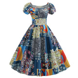 Chicmy-new fashion trend Summer Puff Sleeve  Elegant Print Vintage Dress