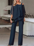 Chicmy-Plain Casual Loose Chiffon Jumpsuit