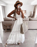 Chicmy-Eyelet Bohemian Crochet Knitted Lace Tassel Fringe Dress