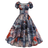 Chicmy-new fashion trend Summer Puff Sleeve  Elegant Print Vintage Dress