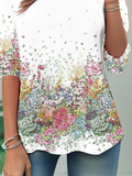 Chicmy- Casual Jersey Crew Neck Floral T-Shirt