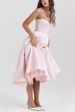 Chicmy-new fashion trend Fairytale Vibe Satin Patchwork Tulle Sweetheart Neck Pocket Stretch Midi Dress