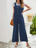 CHICMY- Retro Solid Buttoned Pocket Jumpsuit