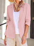 Chicmy- Plain Shawl Collar Casual Loose Blazer