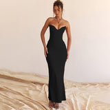 Chicmy Strapless Off-shoulder Sexy Maxi Dress For Women Gown Fashion Elegant With Fishbone Bodycon Night Club Party Dress-Christmas Outfit