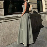 Chicmy-Modest Slimming Sleeveless Long dress With Zip At Front