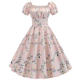 Chicmy-new fashion trend Summer Puff Sleeve  Elegant Print Vintage Dress