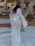 Chicmy-Sheer Crochet Knitted Long Swimsuit Cover Ups Maxi Beach Dress