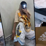 Chicmy-90s streetwear Letter printed basketball shorts women's 2022 summer ins loose casual all-match five-point high waisted shorts women's