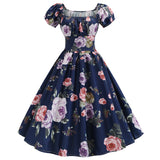 Chicmy-new fashion trend Summer Puff Sleeve  Elegant Print Vintage Dress