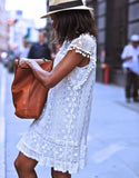 Chicmy-Boho White Sheer Lace Dress Summer Sundress