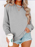 Chicmy- Knitted Crew Neck Casual Plain Sweatshirt