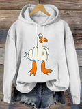 Chicmy- Funny Big White Goose Funny Cotton-Blend Animal Casual Hoodie