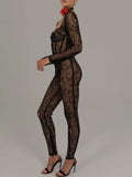 Chicmy Lace See Through Long Sleeve Sexy Jumpsuit Square Collar Backless Skinny Night Club Party Jumpsuits Elegant Clothes-Christmas Outfit