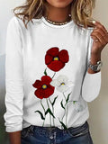 Chicmy- Crew Neck Floral Casual Loose T-Shirt