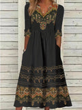 Chicmy- V Neck Ethnic Jersey Casual Dress