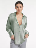 CHICMY- Relaxed Flowy Satin Button Up Shirt