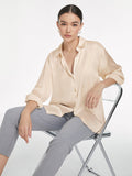 CHICMY- Relaxed Flowy Satin Button Up Shirt