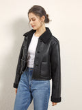 CHICMY- Dark Night Shearling Leather Flight Jacket