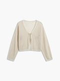 CHICMY- Tie Front Eyelet Cardigan