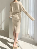 CHICMY- Cable Knit Two Piece Sweater Skirt Set