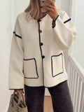 Chicmy-Autumn Jackets Outwear Essential Contrast Trim Coat