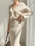 CHICMY- Cable Knit Two Piece Sweater Skirt Set