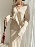 CHICMY- Cable Knit Two Piece Sweater Skirt Set