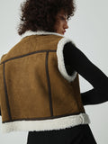 CHICMY- Sherpa Lined Shearling Leather Flight Vest