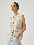 CHICMY- Sleeveless Crocheted Cable Argyle Cardigan