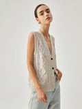 CHICMY- Sleeveless Crocheted Cable Argyle Cardigan