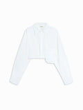 CHICMY- Asymmetrical Pocket Button Collar Crop Shirt