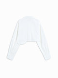 CHICMY- Asymmetrical Pocket Button Collar Crop Shirt