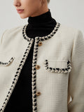 CHICMY- Old Money Tweed Contrast Trim Metallic Button Jacket