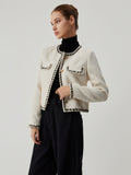 CHICMY- Old Money Tweed Contrast Trim Metallic Button Jacket