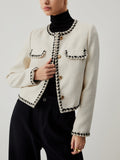 CHICMY- Old Money Tweed Contrast Trim Metallic Button Jacket