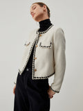 CHICMY- Old Money Tweed Contrast Trim Metallic Button Jacket