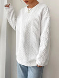 CHICMY- Crew Neck Cable Knit Sweater