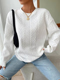 CHICMY- Crew Neck Cable Knit Sweater