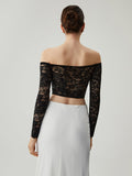 CHICMY- Semi-sheer Lace Off Shoulder Cup Detail Corset Cop Top