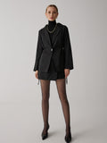 CHICMY- Drawstring Waist Button Blazer