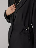 CHICMY- Drawstring Waist Button Blazer