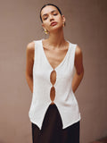 CHICMY- Solid V-Neck Cutout Vest