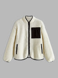 Chicmy-Autumn Jackets Outwear Contrast Binding Zipper Fleece Jacket