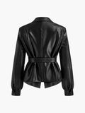 Chicmy-Winter Outfits Christmas Thanksgiving Gift New Year's Eve Outfits Streetwear Fashion Split Belted Faux Leather Jacket